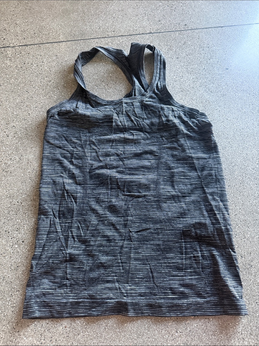 lululemon athletica Black and Gray Striped Racerback Tank